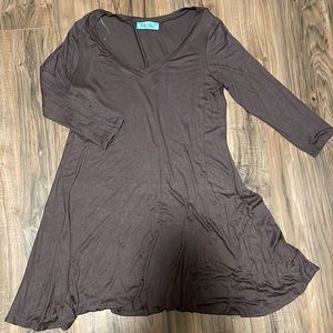 Brown 3/4 sleeve Dress